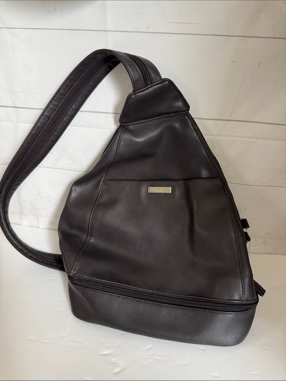 Nine West Faux Leather Sling Bag Adjustable Backpack Purse Bag